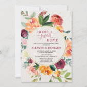 Invitation Automne Fête de chauffage fleurie bordeaux rustiqu (Devant)