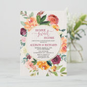 Invitation Automne Fête de chauffage fleurie bordeaux rustiqu (Debout devant)