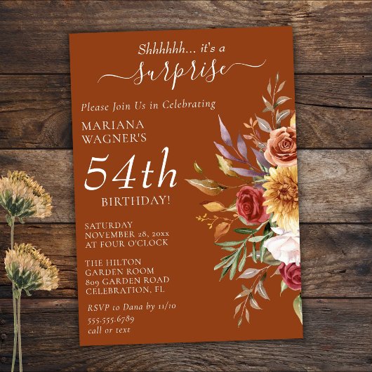 Invitation Automne Feuillage Automne Terracotta Surprise Anni