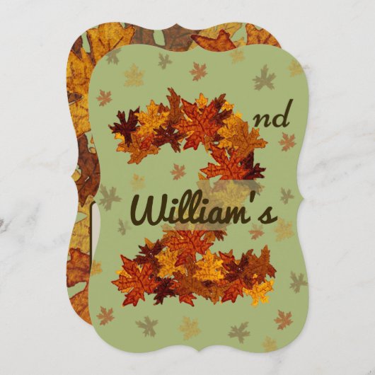 Invitation Automne Feuille d'érable Orange Brown Jaune 2e ann (Devant / Derrière)