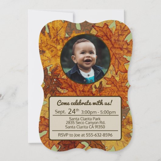 Invitation Automne Feuille d'érable Orange Brown Jaune 2e ann (Dos)