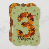 Invitation Automne Feuille d'érable Orange Brown Jaune 3e ann (Devant / Derrière)