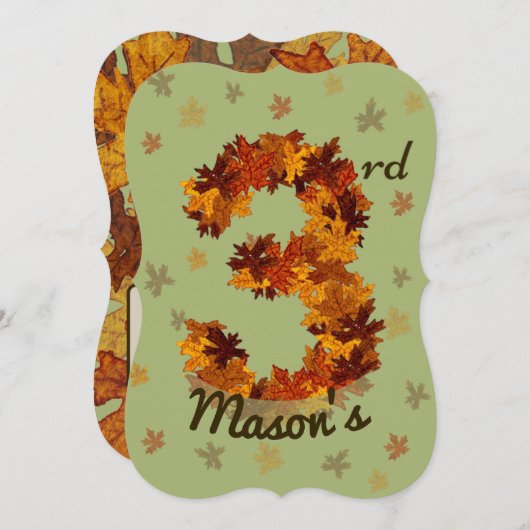 Invitation Automne Feuille d'érable Orange Brown Jaune 3e ann (Devant / Derrière)