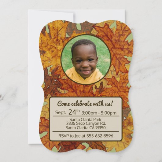 Invitation Automne Feuille d'érable Orange Brown Jaune 3e ann (Dos)