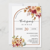 Invitation Automne Feuilles Boho Arc Citrouille Thanksgiving  (Devant)