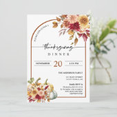 Invitation Automne Feuilles Boho Arc Citrouille Thanksgiving  (Debout devant)