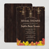 Invitation Automne Feuilles Bois Vieux Lanternes Fête des mar (Devant / Derrière)