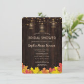 Invitation Automne Feuilles Bois Vieux Lanternes Fête des mar (Debout devant)