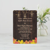 Invitation Automne Feuilles Bois Vieux Lanternes Mariage Invi (Debout devant)