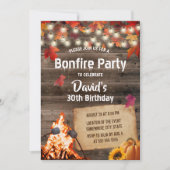 Invitation Automne Feuilles Bonfire Party Rustic Grange Anniv (Devant)