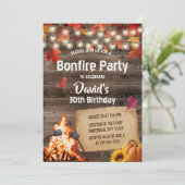 Invitation Automne Feuilles Bonfire Party Rustic Grange Anniv (Debout devant)