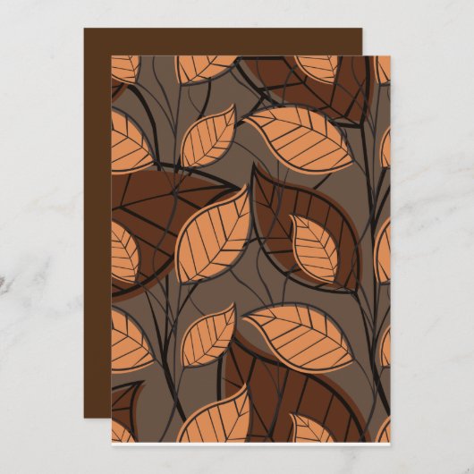 Invitation Automne Feuilles Brown (Devant / Derrière)
