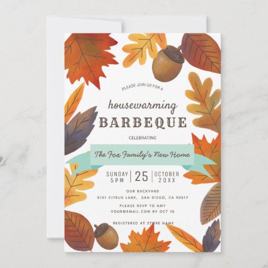 Invitation Automne Feuilles Brown Ménage BBQ (Devant)