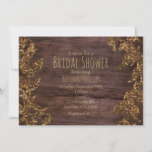 Invitation Automne Feuilles d'automne Faux Gold Sparkam (Devant)