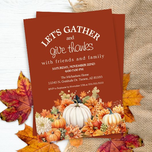 Invitation Automne Feuilles D'Automne Rassemblons Thanksgivin