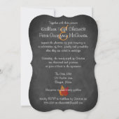 Invitation Automne Feuilles FAUX Burlap, Chalkboard Wedding I (Dos)