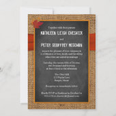 Invitation Automne Feuilles FAUX Burlap, Chalkboard Wedding I (Dos)