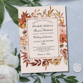 Invitation Automne Feuilles Florales Formel Mariage élégant