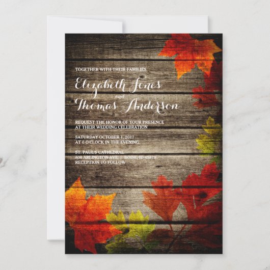 Invitation Automne Feuilles Grange Bois Mariage de automne ru (Devant)