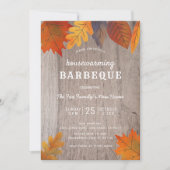 Invitation Automne Feuilles Maison BBQ Party Bois (Devant)