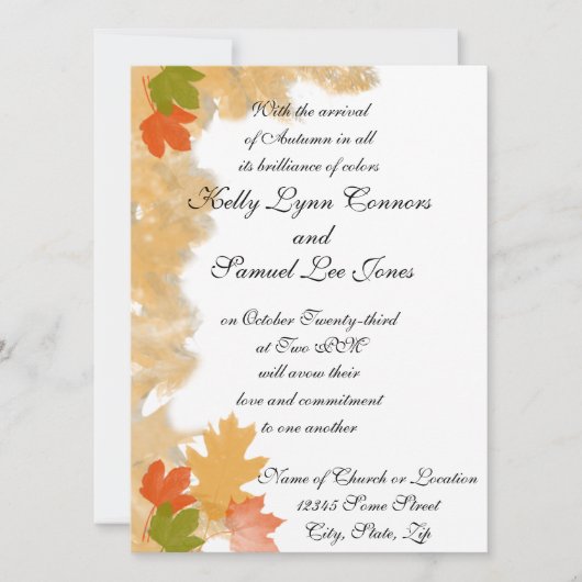 Invitation Automne Feuilles Mariage (Devant)