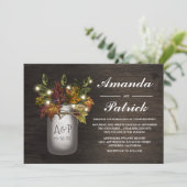 Invitation Automne Feuilles Mason Jar Rustique Mariage Invita (Debout devant)