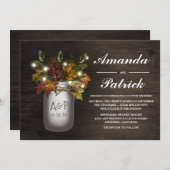 Invitation Automne Feuilles Mason Jar Rustique Mariage Invita (Devant / Derrière)