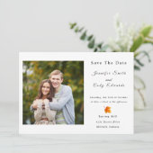 Invitation Automne Feuilles Photo Mariage Enregistrer La Date (Debout devant)