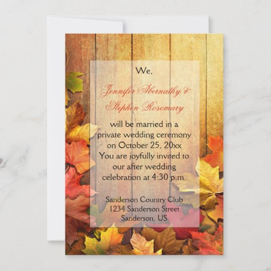 Invitation Automne Feuilles Réception de l'automne seulement  (Devant)