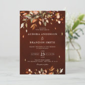 Invitation Automne Feuilles Russe Pays Boho Mariage (Debout devant)