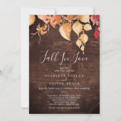 Invitation Automne Feuilles Rustique Bois Brown Chute En Amou (Devant)