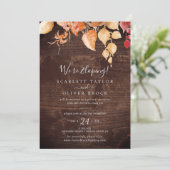 Invitation Automne Feuilles Rustique Brown Bois Elopement Réc (Debout devant)