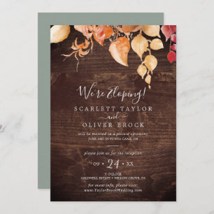 Invitation Automne Feuilles Rustique Brown Bois Elopement Réc
