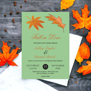 Invitation Automne Feuilles Rustique Sage Automne Mariage Flo