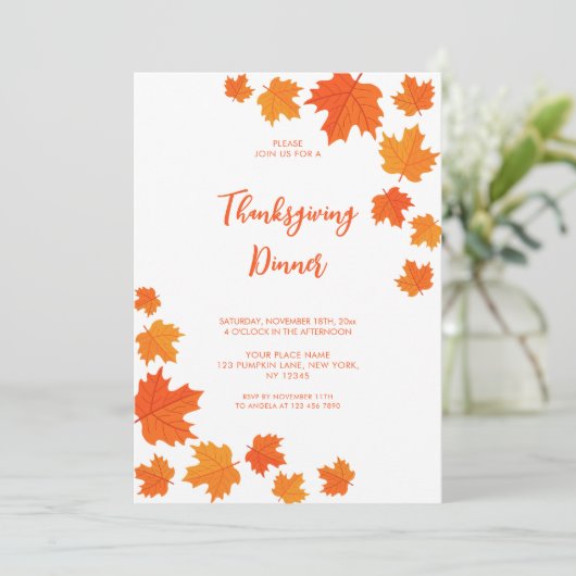 Invitation Automne Feuilles Thankesgiving (Debout devant)