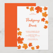 Invitation Automne Feuilles Thankesgiving (Devant / Derrière)