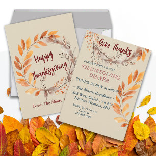 Invitation Automne Feuilles Thanksgiving Dîner Editable