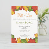 Invitation Automne Feuilles tombent dans la Fête des mariées  (Debout devant)