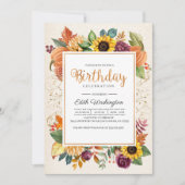 Invitation Automne Feuilles Tournesol Automne Anniversaire In (Devant)