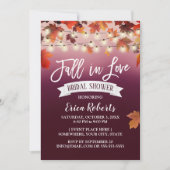 Invitation Automne Feuilles Vin Rouge Chute en Amour Fête des (Devant)