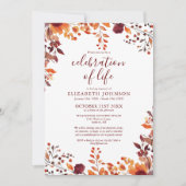 Invitation Automne Fleur Fête De La Vie Photo Funérailles (Devant)