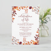 Invitation Automne Fleur Fête De La Vie Photo Funérailles (Debout devant)