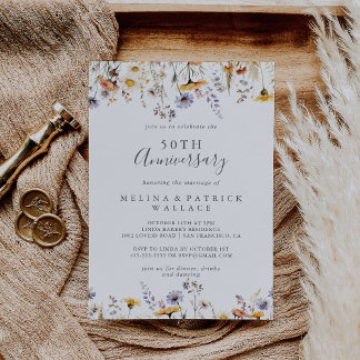 Invitation Automne Fleur sauvage 50e anniversaire Mariage