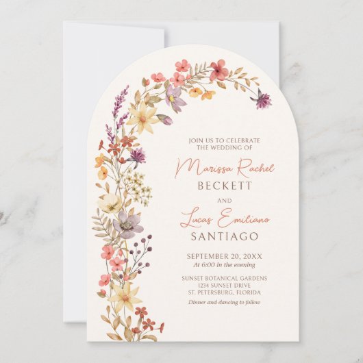 Invitation Automne Fleur sauvage Arc Mariage (Devant)