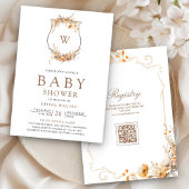 Invitation Automne Fleur sauvage Crest Crest QR Code Baby sho