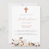 Invitation Automne Fleur sauvage Cross & Script Baby Dedicati (Devant)