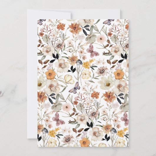 Invitation Automne Fleur sauvage Cross & Script Baby Dedicati (Dos)