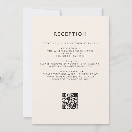 Invitation Automne Fleur sauvage Floral Boho QR Code Mariage (Dos)