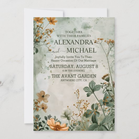 Invitation Automne Fleur sauvage Floral Mariage (Devant)