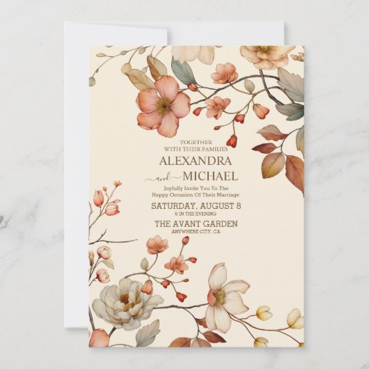 Invitation Automne Fleur sauvage Floral Mariage (Devant)